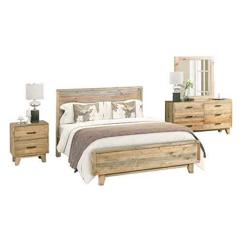 Woodland Solid Pine Timber 4 Pcs Dresser Bedroom Suite In Rustic Texture In Multiple Size
